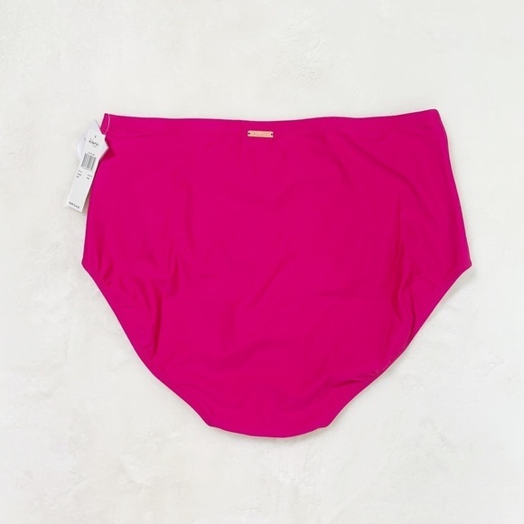 NWT Raisins Curve Costa Plus High Waisted Shirred Bikini Bottoms Pink - Picture 5 of 5